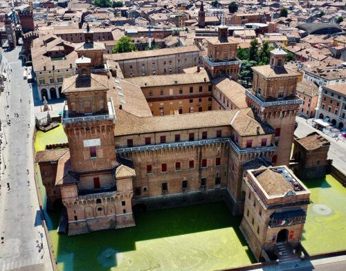 drone photo Este Castle Ferrara italy Europe
